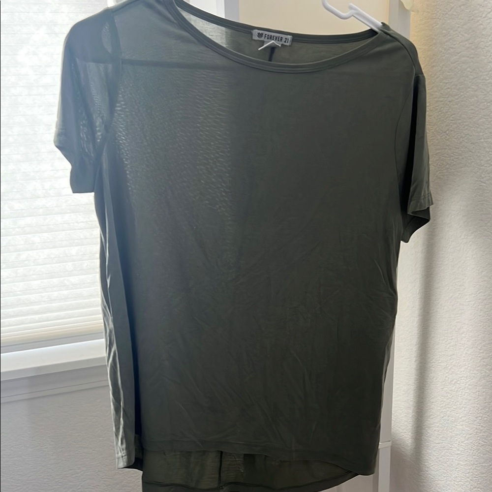 Forever 21 Gray Green Boxy Short Sleeve Tee